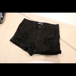 Black distressed denim shorts | size 7